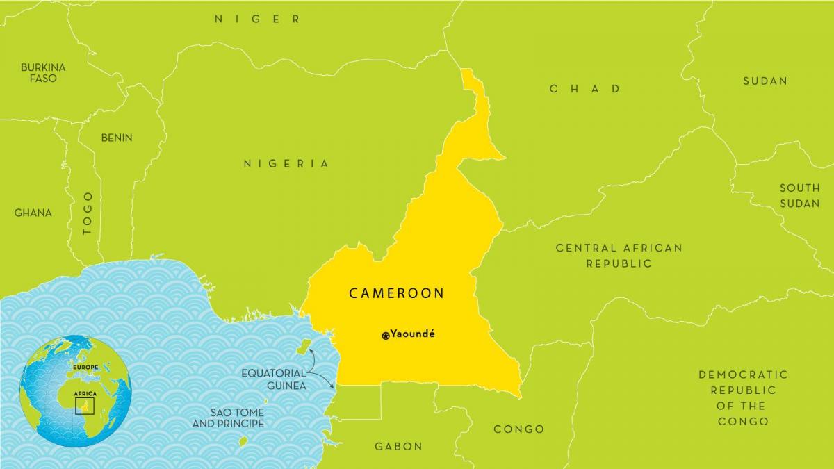 mapa ng Cameroon at mga nakapaligid na mga bansa