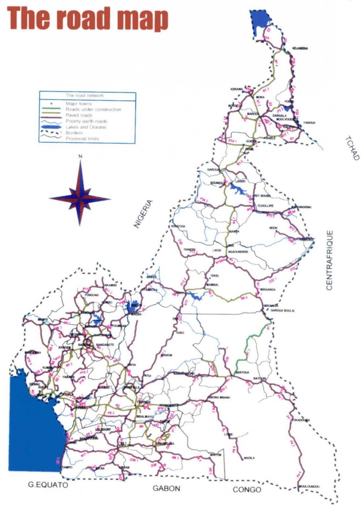 Mapa ng Cameroon kalsada