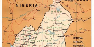 Pisikal na mapa ng Cameroon