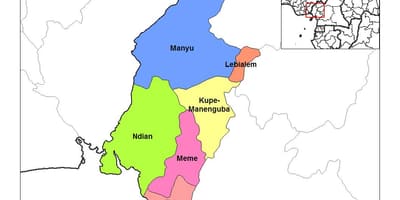 Mapa ng timog kanluran ng rehiyon cameroo